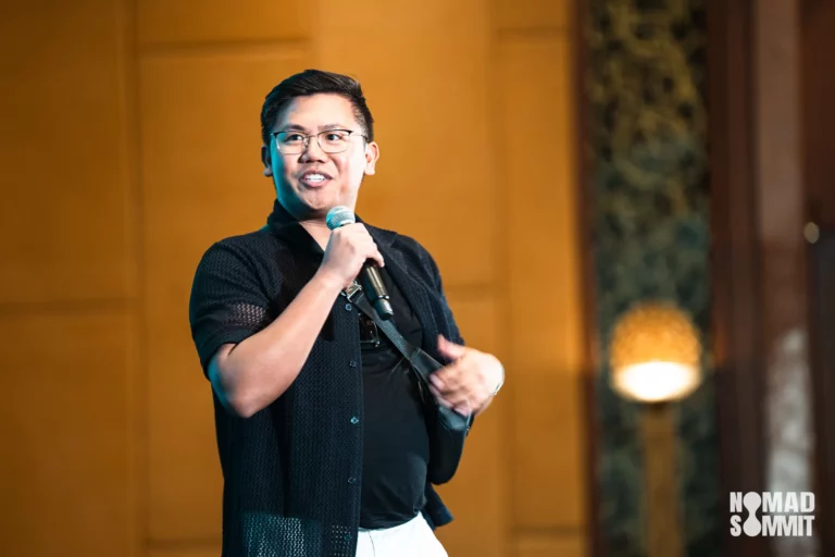RJ Macalanda with a microphone